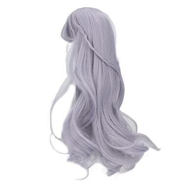 Imagem de Cryfokt Boneca Peruca Longa Macia Encaracolada Cabelo de Fio de Fibra de Alta Temperatura para Bonecas de 8 a 9 Polegadas - Presente de Dia das Crianças (Azul)