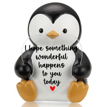 Imagem de Penguin Figurine Encouragement Gift Positive Desk Decor for Friend Family Coworker Women Men Inspirational Home Office Keepsake Heart Message I Hope Something Wonderful Happens to You Today PF058