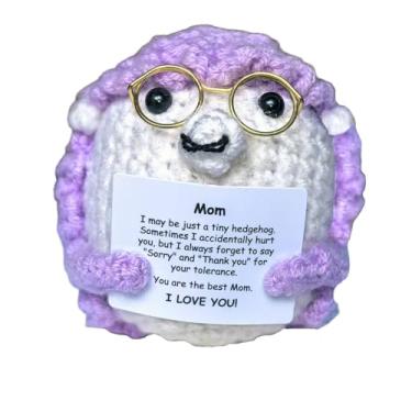 Imagem de AskLady Crochet Easter Basket Stuffers Positive Hedgehog, Crochet for Friend Mom Grandma Dad Grandpa Daughter Son Mini Gifts, Emotional Coworker Sister Brother Support Small Birthday Gifts