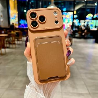 Imagem de HTVJFXCapa com compartimento para cartão para iPhone 16 Pro Max (para iPhone 16 Pro Max/Dourado Deserto)