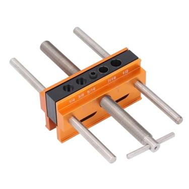 Imagem de Jopwkuin Gabarito de Cavilha Autocentrante Ajustável para Projetos de Marcenaria Com 6 Buchas para Guia de Perfuração de Furo Reto para Entusiastas de DIY Liga de Alumínio