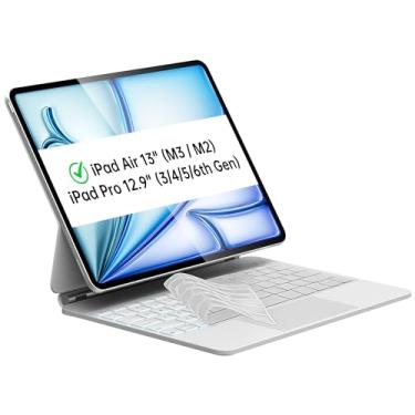 Imagem de Otuoor Capa Magic Keyboard para iPad Pro de 12,9 polegadas (6ª, 5ª, 4ª, 3ª geração), capa de teclado para iPad Air de 13 polegadas (M2, 2024) com luz de fundo de 7 cores, trackpad multitoque, suporte