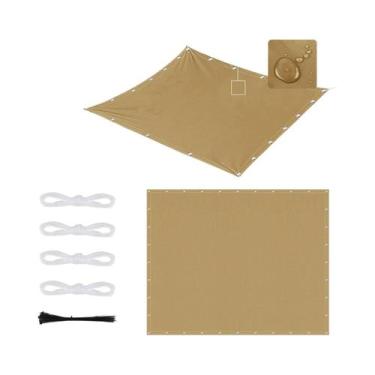 Imagem de Toldo De Sombra Para Exterior Impermeável Com Bordas Retas E Ilhós Par