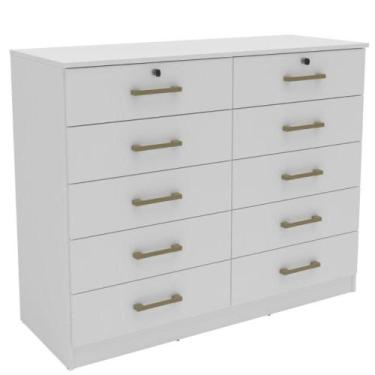 Imagem de Cômoda Mademovel 2338.0003 10 Gavetas Com Chave 95x118x45cm, BRANCO