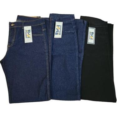 Imagem de Kit 3 Calça Jeans Masculina Tradicional Para Trabalho Reta Serviço com