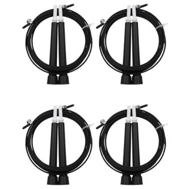 Imagem de Kit Cordas de Pular Profissional 3m Ajustável Cabo de Aço Revestido de Alta Durabilidade Resistente à Oxidação Ideal para Exercícios em Casa e Academia (2, Preto)