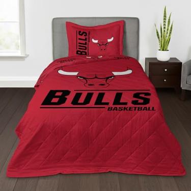 Imagem de NORTHWEST NBA Chicago Bulls Full/Queen Cobertor acolchoado com 2 fronhas, roupa de cama macia e aconchegante, todas as estações, 152 x 228 cm
