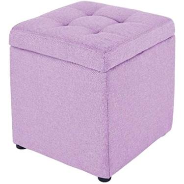 Imagem de Banco com armazenamento, banco para pés em cubo, caixa de armazenamento dobrável, banco dobrável para descanso de pés – para sofá, quarto, sala de estar