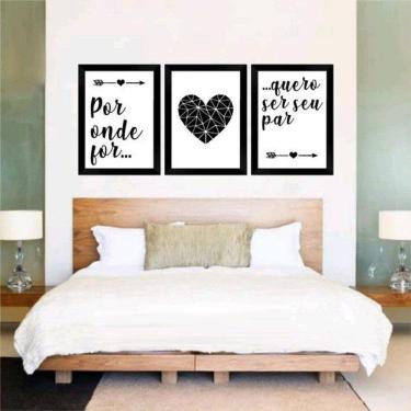 Imagem de Kit 3 Quadros Decorativos Quero Ser Seu Par 34x23Cm