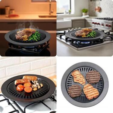 Imagem de Churrasqueira Fogão TopGrill 32cm Antiaderente Sem Fumaça Grelha Carne