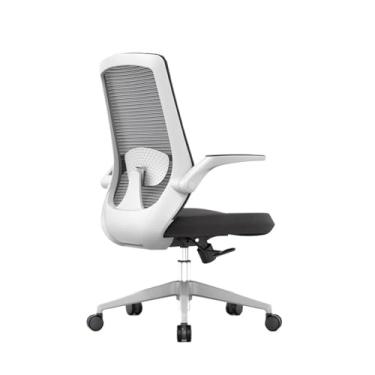 Imagem de CFGH6FDF Cadeira de trabalho de malha com encosto alto para computador, assento giratório para casa, descansos de braços ajustáveis e design ergonômico, cadeira de escritório, almofada espessa