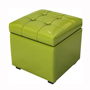 Imagem de Banco de descanso para os pés de couro verde premium com armazenamento - Design moderno de cubo para sala de estar e quarto, 100 x 40 x 42 cm (39 x 16 x 17 pol) - banquinho elegante e funcional