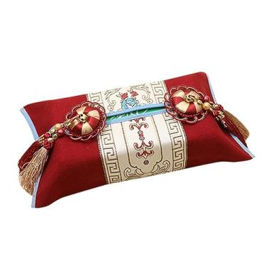 Imagem de VHDY85KA Porta-lenços em estilo chinês com arte em tecido, gaveta de papel, caixa de armazenamento de guardanapos elegante e criativa, sala de jantar e sala de estar, decoração de mesa, caixa de