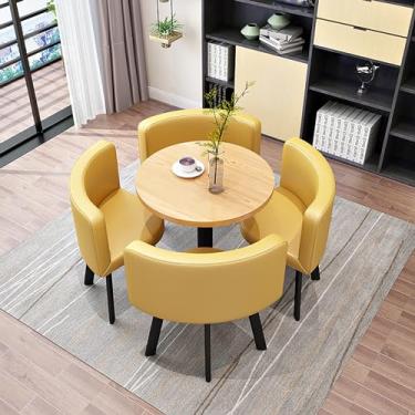 Imagem de Conjunto de mesa de jantar redonda e cadeira, mesa de recepção, combinação de mesa de negociação de escritório e cadeira com 1 mesa e 4 cadeiras para sala de estar e cozinha, etc.