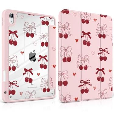 Imagem de TWOLSKOO Capa para iPad de 11ª e 10ª geração com suporte para lápis, suporte de três dobras, hibernar/despertar automático, parte traseira de acrílico transparente com amortecedor de TPU, para iPad de