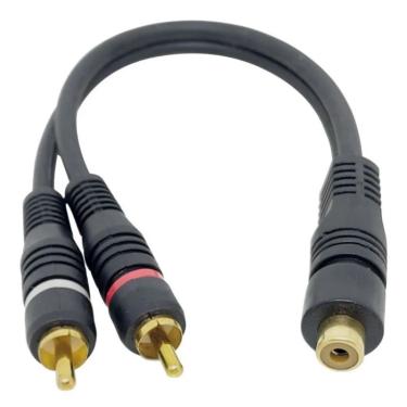 Imagem de 2 X Cabo Y Rca 2 Macho X 1 Fêmea 25cm 5mm Som