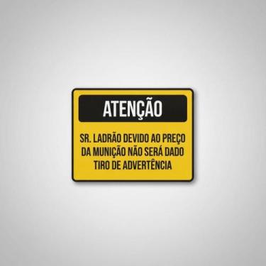Imagem de Placa Acm Atenção Ladrão Preço Advertência 18X23 - Sinalizo