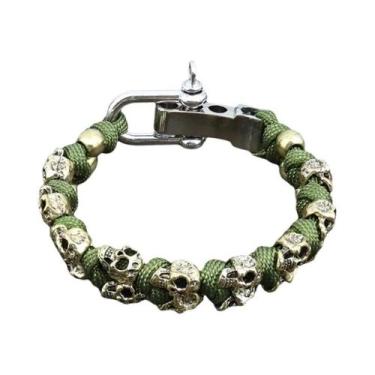 Imagem de Pulseiras De Paracord Ajustáveis Com Crânio Gótico Punk Rock  Joias Mo