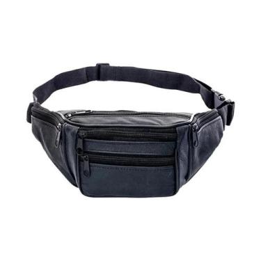 Imagem de Bolsa De Cintura Masculina De Couro Genuíno Com Corrente Para Celular 