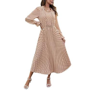 Imagem de Vestido PRETTYGARDEN floral color albaricoque marrón con cuello en V y