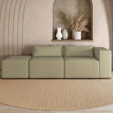 Imagem de Sofá 4 Lugares 283cm com Puff Esquerdo Fay Bouclê Bege Z55 - Mpozenato