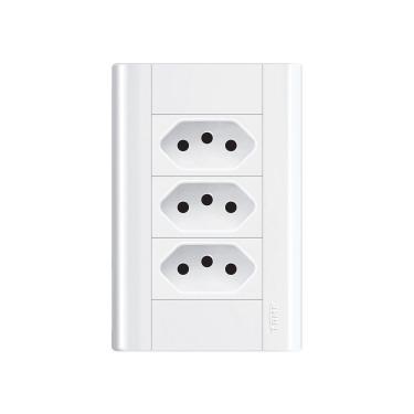 Imagem de Tomada Tripla Fame Modulare 2p+t 20a Com Placa 4x2 Branco