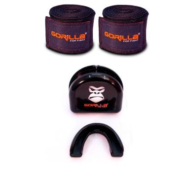 Imagem de Kit Treino Protetor Bucal Profissional Com Capinha Moldável + Bandagem Elástica 05 Metr...