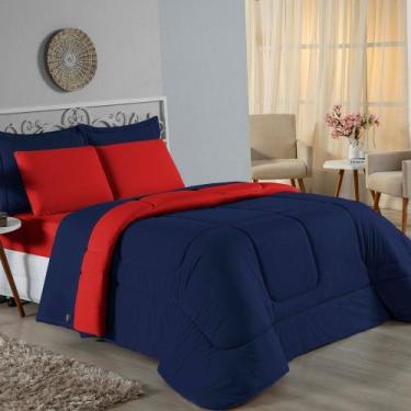 Imagem de Kit Edredom Dupla Face + Jogo de Lençol Queen Nobre 6 peças Malha 100%