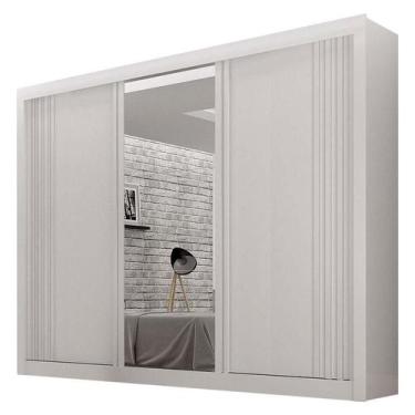 Imagem de Guarda Roupa Casal 3 Portas com Espelho Milano Branco  Leifer Móveis