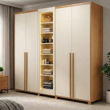 Imagem de Guarda-Roupa Casal Áustria 5 Portas 1 Porta com Vidro Reflecta com LED