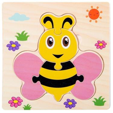 Imagem de Quebra-Cabeça de Madeira 3D Tangram Infantil Educativo com Desenho de Animal Amarelo Ab...