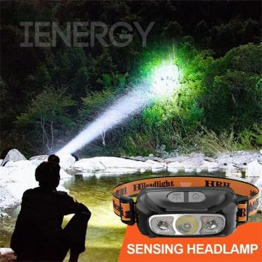 Imagem de Lanterna de Cabeça Premium Recarregável com Sensor Inteligente Prova D'água Escurecimento 6 Níveis Laranja OEM