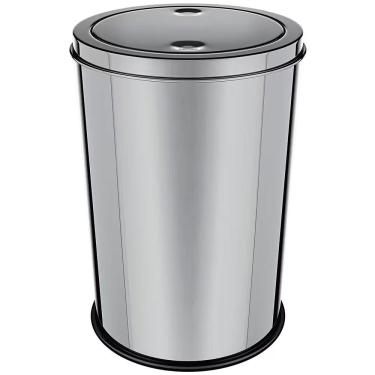 Imagem de Lixeira Euro Design com Tampa Basculante 12L Aço Inox com Base Antiderrapante Inox