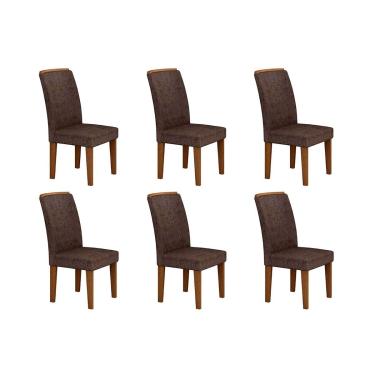 Imagem de Cadeira Sala de Jantar Lunara Kit 6 Un Imbuia-Capuccino/Suede Capuccino - Rufato