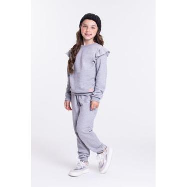 Imagem de Conjunto Moletom Infantil Feminino Babadinho Mescla - Vida Costeira Of