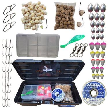 Imagem de Tralha De Pesca Completa Com Anzóis Linha Estojo e Maleta - Kit Tralha