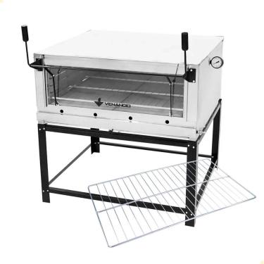 Imagem de Kit Forno Industrial Venâncio Roma Inox 90 Cm com Pedra Refratária Gás GLP + Grelha Adi...