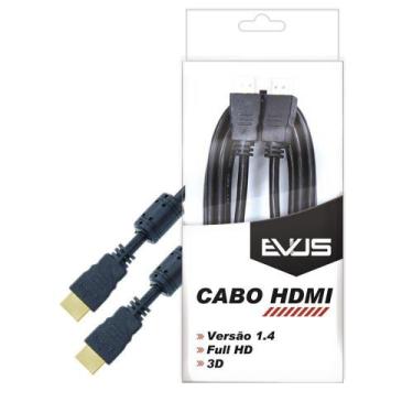 Imagem de Cabo HDMI EVUS com Blister 1.8M Versao 1.4 3D Ouro Macho X Macho Preto
