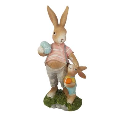 Imagem de Enfeite Decorativo de Páscoa Coelho com Filho em Resina 23.50cm para Mesa e Aparador Carmella Presentes
