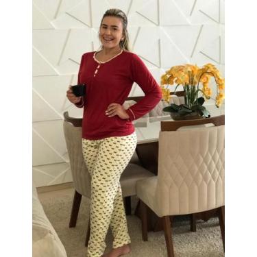 Imagem de Pijama feminino de algodão - pijamas linhas e tons, Vermelho, G