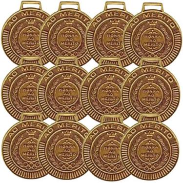 Imagem de Kit com 36 Medalhas Rema Honra Ao Mérito 40mm Com Fita Cor Bronze 4440