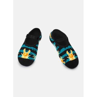 Imagem de Meia Sapatilha Puket Antiderrapante Infantil Pixel Bugs Preto 28 a 33,
