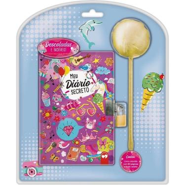 Imagem de Diário Infantil Editora Vale das Letras Descoladas com Caneta Pom-Pom e Cadeado 80 Páginas