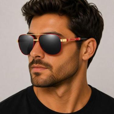 Imagem de Óculos De Sol Masculino Polarizado Uv400 Luxuoso Vinkin 381 Vermelho, 