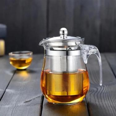Imagem de Chaleira Bule de Vidro 900ml com Infusor Inox para Chá e Café Moderna 