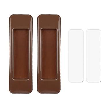 Imagem de 1 Pasta para pares puxadores para portas deslizantes abertas Maçanetas de móveis Interior autoadesivo gabinete plástico polivalente puxadores de guarda-roupas, A, café 01
