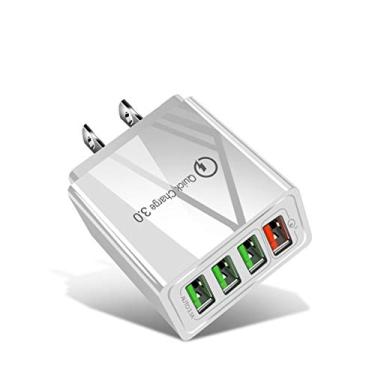 Imagem de Cargador de pared USB de carga rápida 3.0 Ylishi cargador inalámbrico 4USB multipuerto 5V/9V/12V cargador de viaje QC3.0 estándar de EE. UU. (blanco)