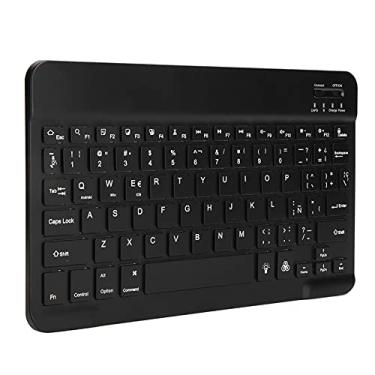 Imagem de Teclado Bluetooth sem fio, teclado quadrado com luz de fundo RGB de 10" teclado de computador teclado ergonômico recarregável ultra fino portátil para tablet de telefone (espanhol)
