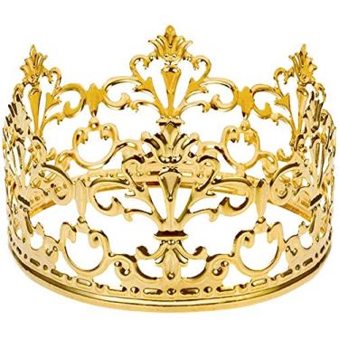 Imagem de Pequena coroa vintage topo de bolo temática real chá de bebê decorações princesa e Prince Headpiece, Dourado, diameter 3.97 inch height 2.28 inch, 1