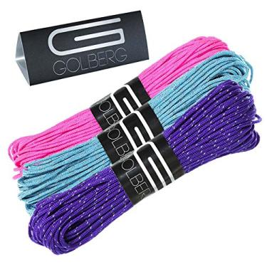 Imagem de Corda de 1,8 mm reflexiva fluorescente para paraquedas de 2,4 kg da GOLBERG em 20 metros – Perfeita para linha de pessoal, corda de tenda, acampamento, caminhadas, Reflective Acid Purple/Neon Pink/Neon Turquoise